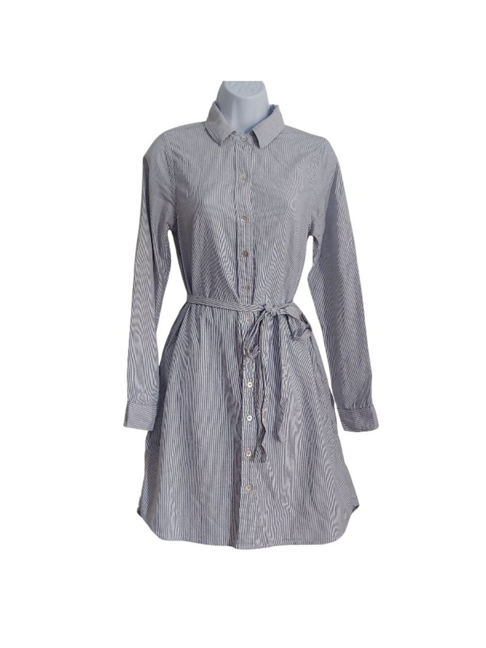 Faherty Pinstripe Shirt Dress Coastal Preppy Quiet Luxury Resort Button Front XS